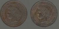 France. 10 Centimes. Zweite Republik. Deuxième République. CÉRÈS. Deux monnaies. Zwei Münze . -