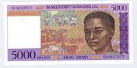 MADAGASIKARA/MADAGASCAR 5000 Francs/1000 Ariary Junge Mann aus Madagaskar. Jeune homme malgache. Serie: B . -
