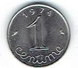 FRANCE 1 centime ÉPI (de blé). Weizenkolbe. REBORD. Metallüberschuss unter dem Blatt . -