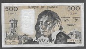 FRANCE 500 FRANCS 02.07.1981 ALPHABET X.146 presque SUP(sans trou,trace de trombone))
