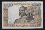 BCÉAO 1000 FRANCS .A=CÔTE D'IVOIRE. ELFENBEINKÜSTE. Alphabet: W.19 . -