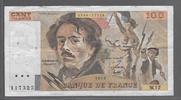 FRANCE 100 FRANCS "DELACROIX(modifié) moyen filigrane Alphabet W.12" -