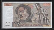 100 Francs 1991 FRANCE DELACROIX. *Grand filigrane décalé vers la droite* Alphabet Z.170  . Vorzüglich