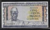 500 Francs (1963) GUINEE Président Sékou Touré .  Série:  N  . Fast vorzüglich (Leichte Papier Mangel  unten rechts))