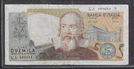 ITALIA/ITALIE. 2000 LIRE. Série KA 450054 P. * RADAR! *. Galilée . -