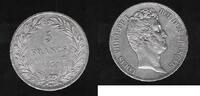 FRANCE 5 Francs Louis-Philippe1er, Kopf ohne Lorbeerkranz. Tête nue. -