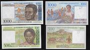 MADAGASIKARA / MADAGASCAR 500 Francs/100 Ariary. 1000 Francs/200 Ariary. Junge Frau, Junger Mann aus Madagaskar. Jeune femme, jeune homme de Madagascar. -