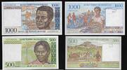 MADAGASIKARA / MADAGASCAR 500 Francs/100 Ariary. 1000 Francs/200 Ariary. Junge Frau, Junger Mann aus Madagaskar. Jeune femme, jeune homme de Madagascar. -