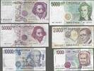 ITALIA/ITALIE. 1000, 2000, 5000, 10000, 50000 Lire. 6 NOTES . -