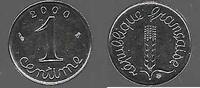 FRANCE. 1 Centime. Épi (de blé), Weizenähren . Metallüberschuss. Rebord . -
