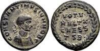 Roman Imperial Follis Constantine II Caesar AD 317-337, AE Silvered Follis (19 mm, 3.70 gram) Thessalo -