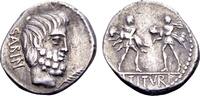 Roman Republic. L. Titurius Sabinus, AR Denarius (19mm, 4.02 gram) Rome 89 BC VF