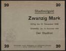   NOTGELD G&Ouml;SSNITZ, Stadt, 20 Mark, 15.11.1918,  59,90 EUR  Excl. 8,00 EUR Verzending