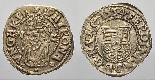 Ungarn Denar 1554 N Ferdinand I 1526-1564. Seltenes und Attraktives Exemplar. UNC-