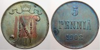 Russland 5 Penniä 1 Zar Nikolaus II. 1894-1917. -