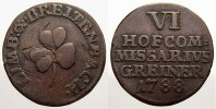 Limbach und Breitenbach (Sachsen) Cu Marke zu 6 Heller Porzellanfabrik Gotthelf Greiner 1700-1800. -
