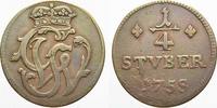 Wied-Runkel Cu 1/4 Stüber 1 Johann Ludwig Adolf 1706-1762. -