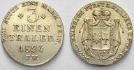 Waldeck 1/3 Taler 1824 FW Georg Heinrich 1813-1845. Am Rand min justiert. EF/EF+ mit Prägeglanz