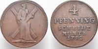 Braunschweig-Calenberg-Hannover Ausbeute Cu 4 Pfennig Georg III. 1760-1820. -