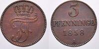 Mecklenburg-Schwerin Cu 3 Pfennige Friedrich Franz II. 1842-1883. -