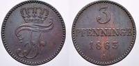 Mecklenburg-Schwerin Cu 3 Pfennige Friedrich Franz II. 1842-1883. -