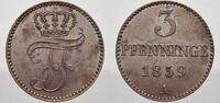 Mecklenburg-Schwerin Cu 3 Pfennige Friedrich Franz II. 1842-1883. -