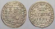 2 Albus 1694  I Hessen-Darmstadt Ernst Ludwig 1678-1739. Vorzüglich+