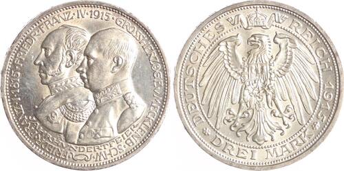 Mecklenburg-Schwerin 3 Mark 1915 A Friedrich Franz IV. 1897-1918. UNC-