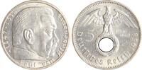 Drittes Reich 5 Reichsmark Paul von Hindenburg - mit Hakenkreuz. -