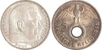 Drittes Reich 5 Reichsmark Paul von Hindenburg - mit Hakenkreuz. -
