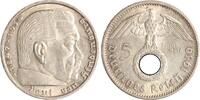 Drittes Reich 5 Reichsmark Paul von Hindenburg - mit Hakenkreuz. -
