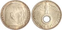 Drittes Reich 5 Reichsmark Paul von Hindenburg - mit Hakenkreuz. -
