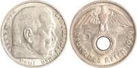 Drittes Reich 5 Reichsmark Paul von Hindenburg - mit Hakenkreuz. -