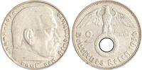 Drittes Reich 2 Reichsmark Paul von Hindenburg - mit Hakenkreuz. -