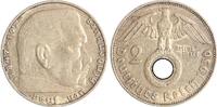 Drittes Reich 2 Reichsmark Paul von Hindenburg - mit Hakenkreuz. -