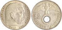 Drittes Reich 2 Reichsmark Paul von Hindenburg - mit Hakenkreuz. -