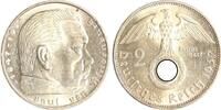 Drittes Reich 2 Reichsmark Paul von Hindenburg - mit Hakenkreuz. -