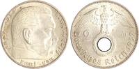 Drittes Reich 2 Reichsmark Paul von Hindenburg - mit Hakenkreuz. -