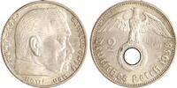Drittes Reich 2 Reichsmark Paul von Hindenburg - mit Hakenkreuz. -