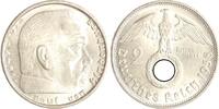 Drittes Reich 2 Reichsmark Paul von Hindenburg - mit Hakenkreuz. -