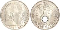 Drittes Reich 2 Reichsmark Paul von Hindenburg - mit Hakenkreuz. -