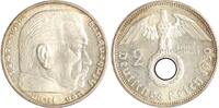 Drittes Reich 2 Reichsmark Paul von Hindenburg - mit Hakenkreuz. -