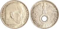 Drittes Reich 2 Reichsmark Paul von Hindenburg - mit Hakenkreuz. -