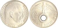 Drittes Reich 2 Reichsmark Paul von Hindenburg - mit Hakenkreuz. -