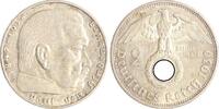 Drittes Reich 2 Reichsmark Paul von Hindenburg - mit Hakenkreuz. -