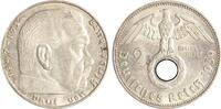 Drittes Reich 2 Reichsmark Paul von Hindenburg - mit Hakenkreuz. -