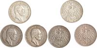 Sachsen 3 x 3 Mark Friedrich August III. 1904-1918. -