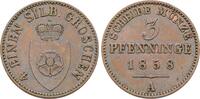 Lippe-Detmold, Fürstentum Cu- 3 Pfennig 1858 A. Paul Friedrich Emil Leopold, 1851-1875 VF