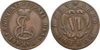 Hessen-Darmstadt, Landgrafschaft 6 Pfennig 1735. Ernst Ludwig, 1678-1739 VF