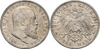 Württemberg 3 Mark 1911 F Wilhelm II. 1891-1918 Kl. Kr., ss 22,00 EUR  Excl. 15,90 EUR Verzending